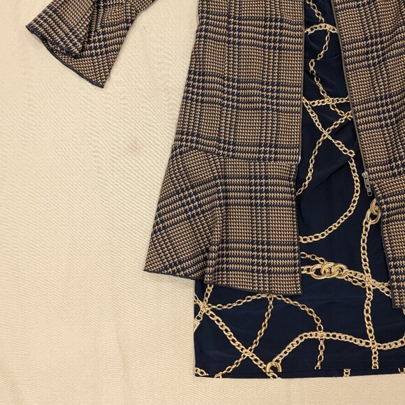 Ralph Lauren Navy Equestrian Chain Print Old Money Wrap Dress - Women's sz 8 - Picture 12 of 14